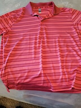 Men's Pink Striped Polo Top - PGA Tour